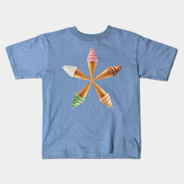 Ice Cream Flavor Flower Star Kids T-Shirt by Art by Deborah Camp